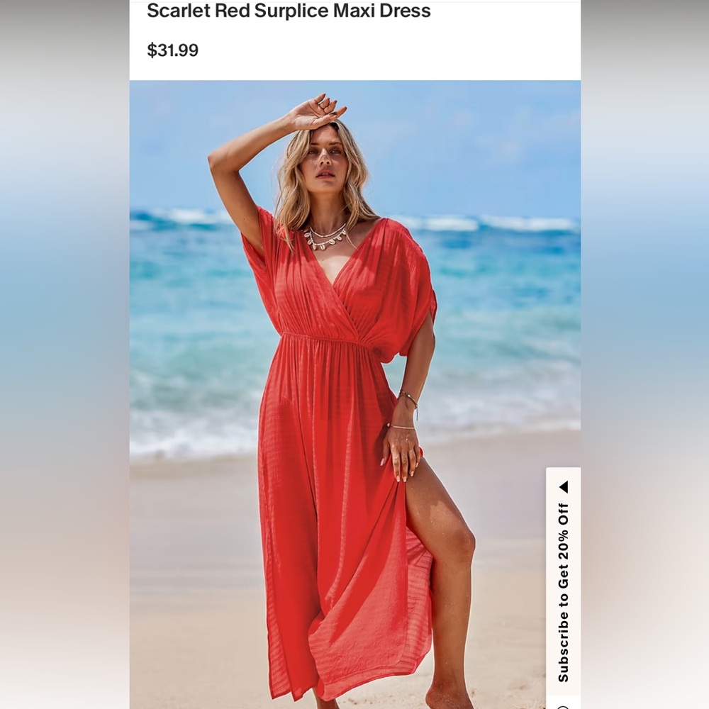 Cupshe Scarlet Red Splice Beach Cover-Up Maxi